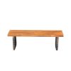product-open-ff009bbed79f4ea5a8faef220cc4b543-goods Outdoor 1pc Acacia Wood Bench, Teak Finish+ Grey Wicker