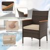 product-open-ff065f41890e46e7a40e3b5b49b60742-goods COSTWAY 9pcs Large Outdoor Dining Set with Acacia Wood Table & 8 Cushioned Chairs - Heavy-Duty PE Wicker Patio Furniture with 2" Umbrella Hole, Brown Wicker & Wood Finish, 400lb Capacity per Chair, 350lb Table - All-Weather Resistant for Deck, Garden, Backyard - Easy Assembly Required