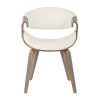 product-open-ff97e7e024874b72b65bdb9e3ad58a53-goods Mid-Century Modern Dining/Accent Chair in Light Grey And White Faux Leather