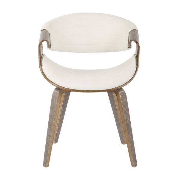 product-open-ff97e7e024874b72b65bdb9e3ad58a53-goods Mid-Century Modern Dining/Accent Chair in Light Grey And White Faux Leather