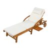 product-open-ffc2b8189bf444e1ba92bd09f5d0631a-goods U_Style 2-Pack 77.5' Outdoor Lounge Chairs, Acacia Wood Frame, Cushioned, Adjustable Backrest And Leg Rest, Headrest And Retractable Side Tray, Perfect for Patio, Pool, Garden, Beach