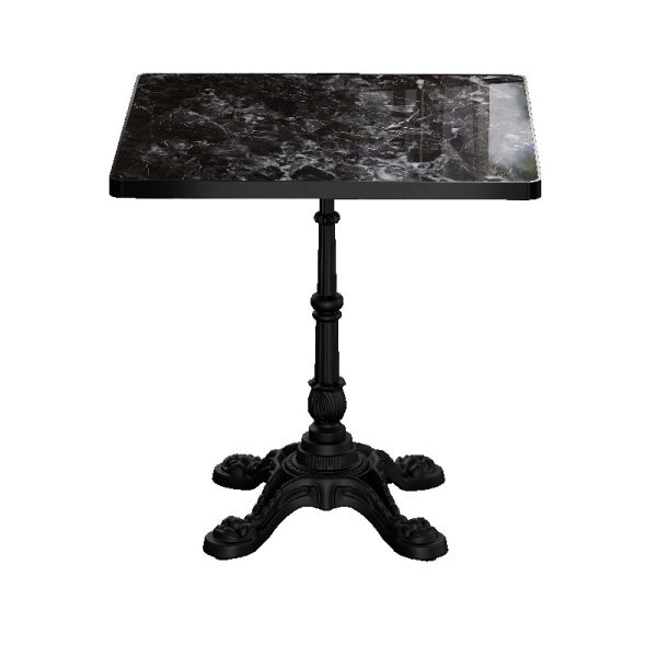 Marble-Look Sintered Stone Square Table - Heavy-Duty Cast Iron Base for Bistro, Cafe, Bar And Home Use
