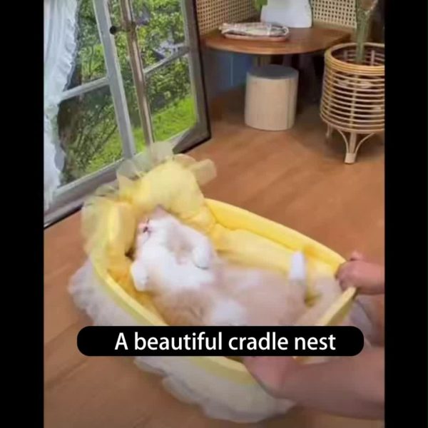b-product-video-frame-img-b81e57793e031c8729cc5a2a4aadf26714b5ef70.temu_.000001 Pet Cat Bed, 1pc (Cat Bed And Cushion And Mesh) Customizable Your Pet'S Exclusive Small Nest, Suitable for Bedside Placement for Small Dogs And Cats, All-Season Fashion Universal Pet Bed, Multi-Scene Placement Comfortable Rebound