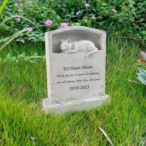 product-Fancyalgo-VirtualModelMatting-1f595843d0ed7d7bea3e9aeeca14c52f Personalized Upright Pet Headstone For Cat - Resin Cat Memorial Stone Figurine - Cat Garden Stone Pet Gravestone For Cat Outdoors - For Cat Lovers - Commemorate Your Beloved Feline - Perfect Gift for Pet Owners