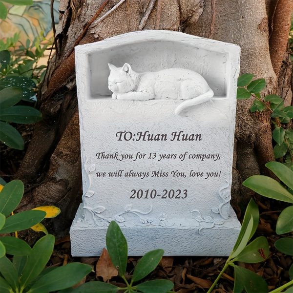 product-Fancyalgo-VirtualModelMatting-6b0bb5df392ec158e46d6b441dc2d7cd Personalized Upright Pet Headstone For Cat - Resin Cat Memorial Stone Figurine - Cat Garden Stone Pet Gravestone For Cat Outdoors - For Cat Lovers - Commemorate Your Beloved Feline - Perfect Gift for Pet Owners