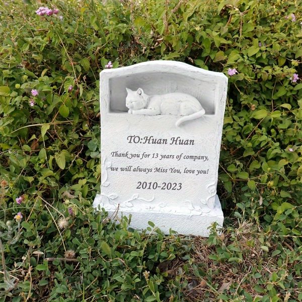 product-Fancyalgo-VirtualModelMatting-8bd83bca1f025339800e8d2272963b4d Personalized Upright Pet Headstone For Cat - Resin Cat Memorial Stone Figurine - Cat Garden Stone Pet Gravestone For Cat Outdoors - For Cat Lovers - Commemorate Your Beloved Feline - Perfect Gift for Pet Owners