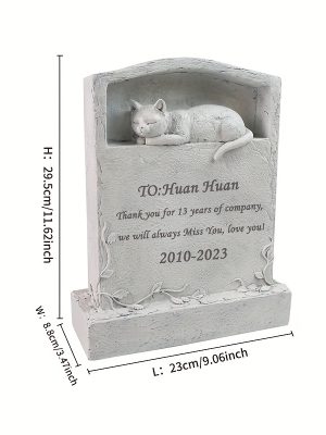 Personalized Upright Pet Headstone For Cat - Resin Cat Memorial Stone Figurine - Cat Garden Stone Pet Gravestone For Cat Outdoors - For Cat Lovers - Commemorate Your Beloved Feline - Perfect Gift for Pet Owners
