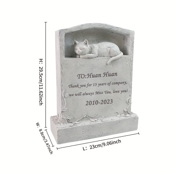 product-Fancyalgo-VirtualModelMatting-fa8f8cbdae60921d95993d698317690b Personalized Upright Pet Headstone For Cat - Resin Cat Memorial Stone Figurine - Cat Garden Stone Pet Gravestone For Cat Outdoors - For Cat Lovers - Commemorate Your Beloved Feline - Perfect Gift for Pet Owners