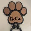 Personalized Dog Wall Hook | Paw Print - Custom Carved Name/Date/Text Suitable for Collar & Coat Hanger, Wood Pet Memorial Gift, Durable Hanging Hook for Coats, Collars, Keys - for Entryway,, Pet Store Display