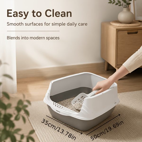 AAA+ Switchable Open/Semi-Enclosed Cat Litter Box, Extra Large Jumbo Size for Multi-Cat Households, Splash-Proof and Anti-Tracking, Dual-Mode Over-the-Top Litter Pan, Low-Entry for Easy Cleaning, Suitable for Adult and Senior Cats
