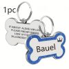1pc Personalized Glitter Dog Tag - Custom Engraved Bone ID Tag with Name and Text, Pink Sparkle Surface, Paw Print Design, Perfect for Dog Collars & Leashes