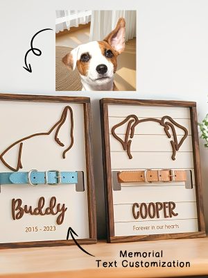 Custom Pet Memorial Frame - Handcrafted Wooden Silhouette Keepsake with Personalized Name And Date, No Power Required, Pet Owner'S Bereavement Remembrance, Anniversary Gift, Pet Memory Souvenir
