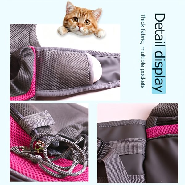Custom Embroidered Pet Outing Shoulder Bag, Mesh Breathable Adjustable Shoulder Strap Cat and Dog Portable Carrier, Available in 5 Colors and 2 Sizes, Outdoor Pet Walking Bag, Cat and Dog Personal Carry Storage Bag, a Practical and Thoughtful Gift
