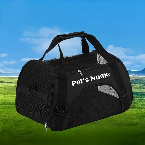 Personalized Embroidered Pet Name Portable Dog Backpack, Large Capacity Breathable Foldable Messenger Bag with Zipper Stretch Design-suitable for Most Small/medium/large Dogs and Cats, Purple/pink/black-size S/M/L