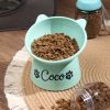 Customized Cute Cat And Dog Bowls, Personalized Plastic Dopamine-Colored Pet Bowls, Water Bowls for Pets, Slanted Pet Bowls for Neck Protection, a Great Gift for Pets