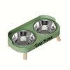Customizable Name Or Text, Double Bowl Pet Food And Water Dispenser with Splash Guard And Stand - Ergonomic Design Suitable for Cats And Small Dogs, Easy to Clean Detachable Bowls