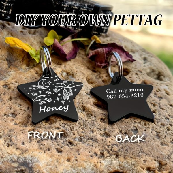 [Custom Edition] ENGRAVNOVE Exclusive Custom Double-Sided Deep-Engraved Small Dog Accessory Pet Tag, Dog Name Tag, Cat Name Tag, with the Design Theme "A Small Boat on the Lake Drifting with the Wind, Ripples Hidden in Autumn". Stainless Steel Cat