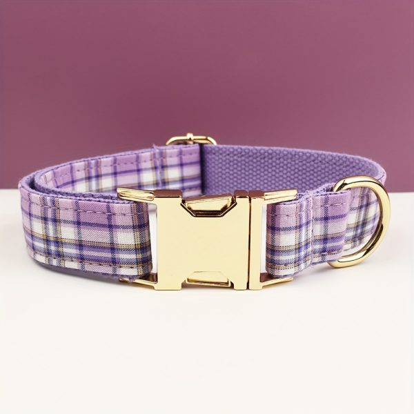 product-fancy-15c9f106-71bd-46db-a0cf-78ce5ec58971 XINXIPETS Customized Plaid Dog Collar - Adjustable Metal Buckle, Personalized Name & Phone Engraving, Durable Polyester, Multi-Color Options for All Dog Sizes, Anti-Loss Safety Design, Dog Collar Personalized, Goldtoned Metal