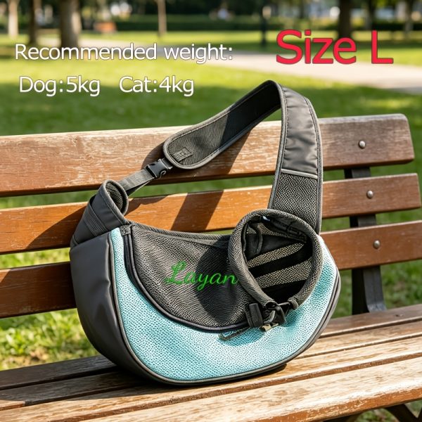 Custom Embroidered Pet Outing Shoulder Bag, Mesh Breathable Adjustable Shoulder Strap Cat and Dog Portable Carrier, Available in 5 Colors and 2 Sizes, Outdoor Pet Walking Bag, Cat and Dog Personal Carry Storage Bag, a Practical and Thoughtful Gift
