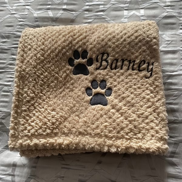 product-fancy-163093ce-e9cf-4483-970e-3032a816fcb7 Dog Blanket - Cat Blanket - Personalised Dog Blanket - Puppy Blanket - Paw Print Blanket - Super Soft Pet Blanket - Embroidered Blanket