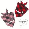 [Customized]Custom Plaid Dog Scarf Bandana Personalized Name Dog Pet Bib Collar Lovely Gift for Small Medium Large Dog Neckerchief