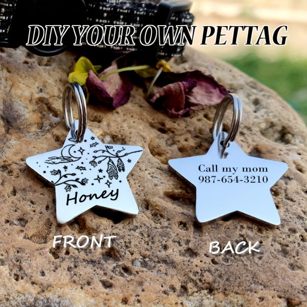 [Custom Edition] ENGRAVNOVE Exclusive Custom Double-Sided Deep-Engraved Small Dog Accessory Pet Tag, Dog Name Tag, Cat Name Tag, with the Design Theme "A Small Boat on the Lake Drifting with the Wind, Ripples Hidden in Autumn". Stainless Steel Cat
