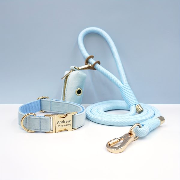 product-fancy-1ac365cd-f77d-47d4-8f35-41d79de9a3c4 Customizable Soft and Comfortable Velvet Pet Dog Collar with High-Tensile Zinc Alloy Hook Buckle, Hand-Woven Round Rope Waste Bag Set. Free Laser Engraving of Pet Dog's Name and Owner's Phone Number. Dog Birthday Gift, Wedding Gift, Christmas Gift