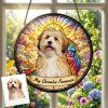 Personalized Dog Portrait Stained Sun Catcher - Custom Pet Memorial Gift with Your Dog' Name & Photo/Text, Suitable for Pet Lovers, Window Hanging Decor for,, or Pet Store Display - Sentimental