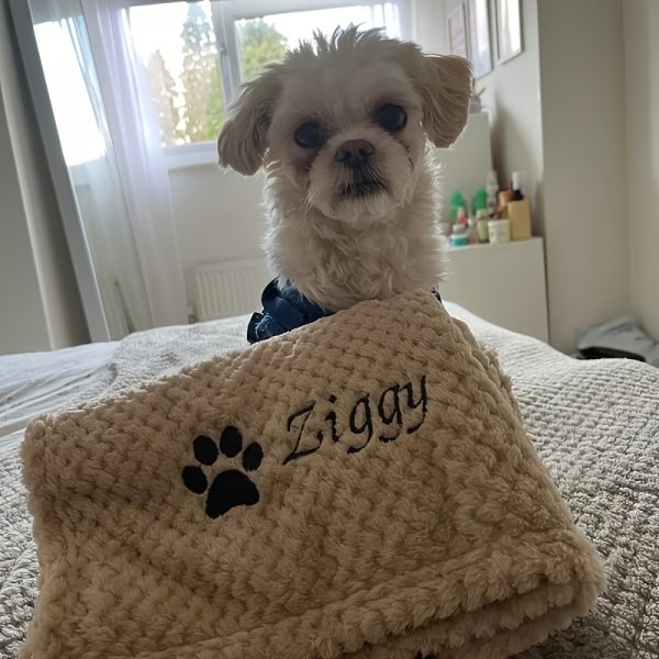 product-fancy-2002e9a4-c3e9-47a6-8e2f-0bae50f1a58f Dog Blanket - Cat Blanket - Personalised Dog Blanket - Puppy Blanket - Paw Print Blanket - Super Soft Pet Blanket - Embroidered Blanket