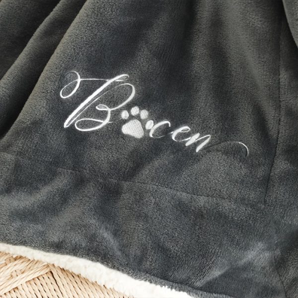 product-fancy-22e2ef71-6d1f-46dc-b418-c1bacd33136a Dog Blanket - Cat Blanket- Personalised Dog Blanket - Puppy Blanket - Paw Print Blanket - Super Soft Pet Blanket - Embroidered Blanket