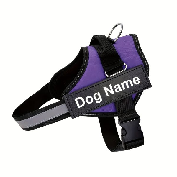 product-fancy-230d08e9-411b-4ae0-af56-e72f1d9cad61 Customizable Reflective Dog Harness - Anti-Escape, Adjustable Pet Chest Vest with Personalized Name & Phone Number Patch, Durable Polyester, Striped Design, Hand-Wash Only, Harness for Dogs