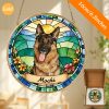 Personalized Dog Portrait Stained Sun Catcher - Custom Pet Memorial Gift with Your Dog' Name & Photo/Text, Suitable for Pet Lovers, Window Hanging Decor for,, or Pet Store Display - Sentimental