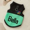 [Customized Colored Logo] - Pet Customizable - Breathable Mesh Vest - Suitable for Cats And Dogs - with Paw Print Design And D-Ring - for Leash Use - Available in Pink, Blue, Green, Lemon Yellow, And Light Purple - with 4 Sizes to Choose from