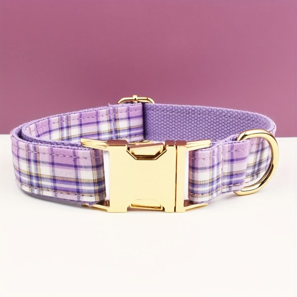 product-fancy-2689cfe7-3a4c-40a8-8efd-e1fa3ff644b7 XINXIPETS Customized Plaid Dog Collar - Adjustable Metal Buckle, Personalized Name & Phone Engraving, Durable Polyester, Multi-Color Options for All Dog Sizes, Anti-Loss Safety Design, Dog Collar Personalized, Goldtoned Metal