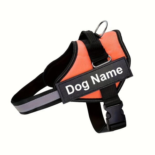 product-fancy-2c423097-b5ff-4909-8dc6-2ff7a659be8a Customizable Reflective Dog Harness - Anti-Escape, Adjustable Pet Chest Vest with Personalized Name & Phone Number Patch, Durable Polyester, Striped Design, Hand-Wash Only, Harness for Dogs