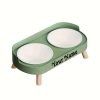 Customizable Name Or Text, Double Bowl Pet Food And Water Dispenser with Splash Guard And Stand - Ergonomic Design Suitable for Cats And Small Dogs, Easy to Clean Detachable Bowls