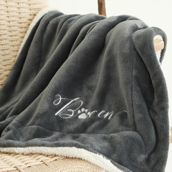 product-fancy-2cec351f-5216-4014-a4c3-748f8e15efc3 Dog Blanket - Cat Blanket- Personalised Dog Blanket - Puppy Blanket - Paw Print Blanket - Super Soft Pet Blanket - Embroidered Blanket