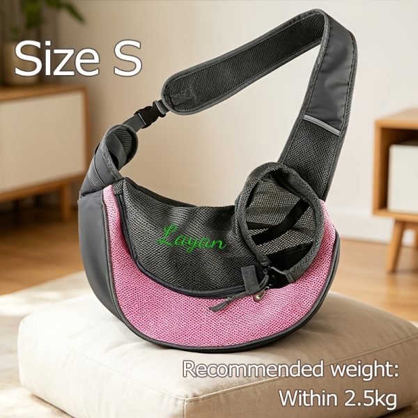 Custom Embroidered Pet Outing Shoulder Bag, Mesh Breathable Adjustable Shoulder Strap Cat and Dog Portable Carrier, Available in 5 Colors and 2 Sizes, Outdoor Pet Walking Bag, Cat and Dog Personal Carry Storage Bag, a Practical and Thoughtful Gift