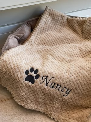 Dog Blanket - Cat Blanket - Personalised Dog Blanket - Puppy Blanket - Paw Print Blanket - Super Soft Pet Blanket - Embroidered Blanket