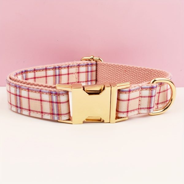 product-fancy-3119c981-c8d5-4b0b-83e3-0e01683ed563 XINXIPETS Customized Plaid Dog Collar - Adjustable Metal Buckle, Personalized Name & Phone Engraving, Durable Polyester, Multi-Color Options for All Dog Sizes, Anti-Loss Safety Design, Dog Collar Personalized, Goldtoned Metal