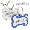 1pc Personalized Glitter Dog Tag - Custom Engraved Bone ID Tag with Name and Text, Pink Sparkle Surface, Paw Print Design, Perfect for Dog Collars & Leashes