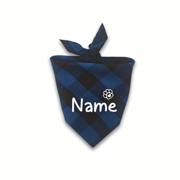 [Customized]Custom Plaid Dog Scarf Bandana Personalized Name Dog Pet Bib Collar Lovely Gift for Small Medium Large Dog Neckerchief
