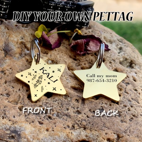 [Custom Edition] ENGRAVNOVE Exclusive Custom Double-Sided Deep-Engraved Small Dog Accessory Pet Tag, Dog Name Tag, Cat Name Tag, with the Design Theme "A Small Boat on the Lake Drifting with the Wind, Ripples Hidden in Autumn". Stainless Steel Cat