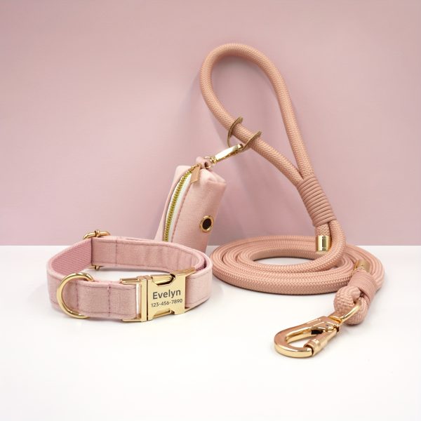 product-fancy-3c1d112f-1daa-4ed8-a674-dc0b13b9233d Customizable Soft and Comfortable Velvet Pet Dog Collar with High-Tensile Zinc Alloy Hook Buckle, Hand-Woven Round Rope Waste Bag Set. Free Laser Engraving of Pet Dog's Name and Owner's Phone Number. Dog Birthday Gift, Wedding Gift, Christmas Gift