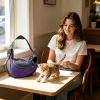 Custom Embroidered Pet Outing Shoulder Bag, Mesh Breathable Adjustable Shoulder Strap Cat and Dog Portable Carrier, Available in 5 Colors and 2 Sizes, Outdoor Pet Walking Bag, Cat and Dog Personal Carry Storage Bag, a Practical and Thoughtful Gift