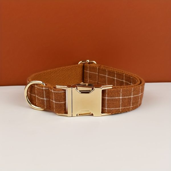 product-fancy-4f9aa156-2b97-4b4e-b02c-c29a2266c362 XINXIPETS Customized Plaid Dog Collar - Adjustable Metal Buckle, Personalized Name & Phone Engraving, Durable Polyester, Multi-Color Options for All Dog Sizes, Anti-Loss Safety Design, Dog Collar Personalized, Goldtoned Metal