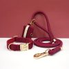 product-fancy-5380f015-ce79-4aab-a107-7155f2cc6ea4 Customizable Soft and Comfortable Velvet Pet Dog Collar with High-Tensile Zinc Alloy Hook Buckle, Hand-Woven Round Rope Waste Bag Set. Free Laser Engraving of Pet Dog's Name and Owner's Phone Number. Dog Birthday Gift, Wedding Gift, Christmas Gift
