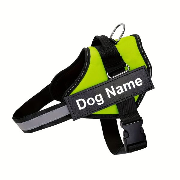 product-fancy-5502a477-94a5-4069-ac01-1120db4d0b7c Customizable Reflective Dog Harness - Anti-Escape, Adjustable Pet Chest Vest with Personalized Name & Phone Number Patch, Durable Polyester, Striped Design, Hand-Wash Only, Harness for Dogs