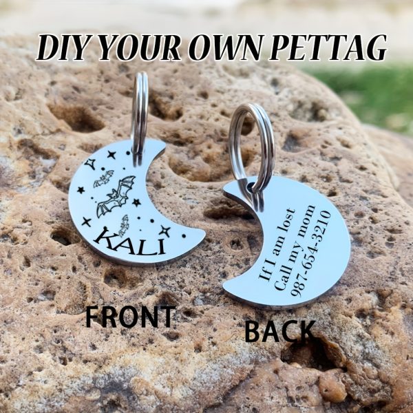 [Custom Edition] ENGRAVNOVE Exclusive Custom Double-Sided Deep-Engraved Small Dog Accessory Pet Tag, Dog Name Tag, Cat Name Tag, with the Design Theme "A Small Boat on the Lake Drifting with the Wind, Ripples Hidden in Autumn". Stainless Steel Cat