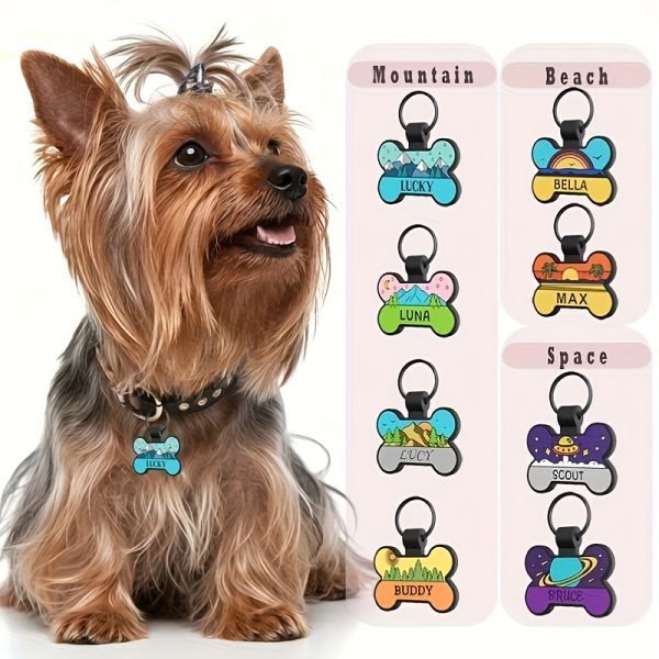 Customized Silent Bone-Shaped Dog Tag with Silicone Material for Pet Identity, Engraved Personalized Pet Tag for Dogs and Cats